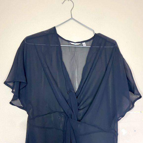 La Vie En Rose Aqua Black Mesh Flowy Swim Cover-Up Size XS/S - Picture 2 of 6